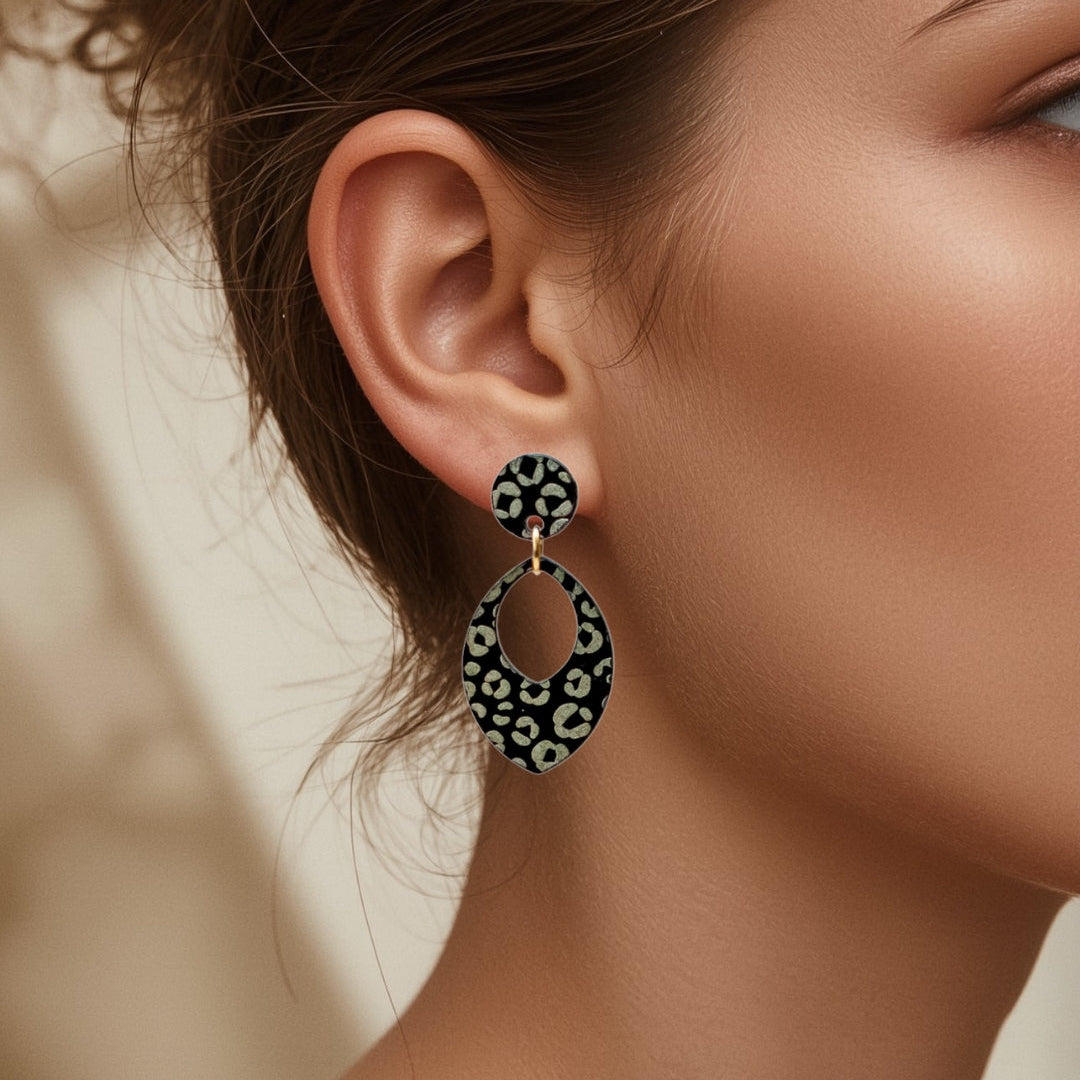 Nina Leopard Oorbellen - Midi