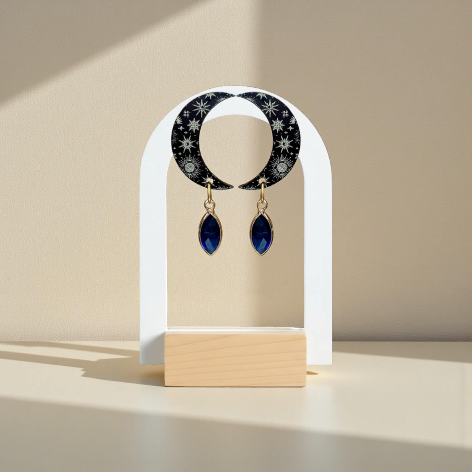 Selene · Statement Maan Oorbellen · Glashanger