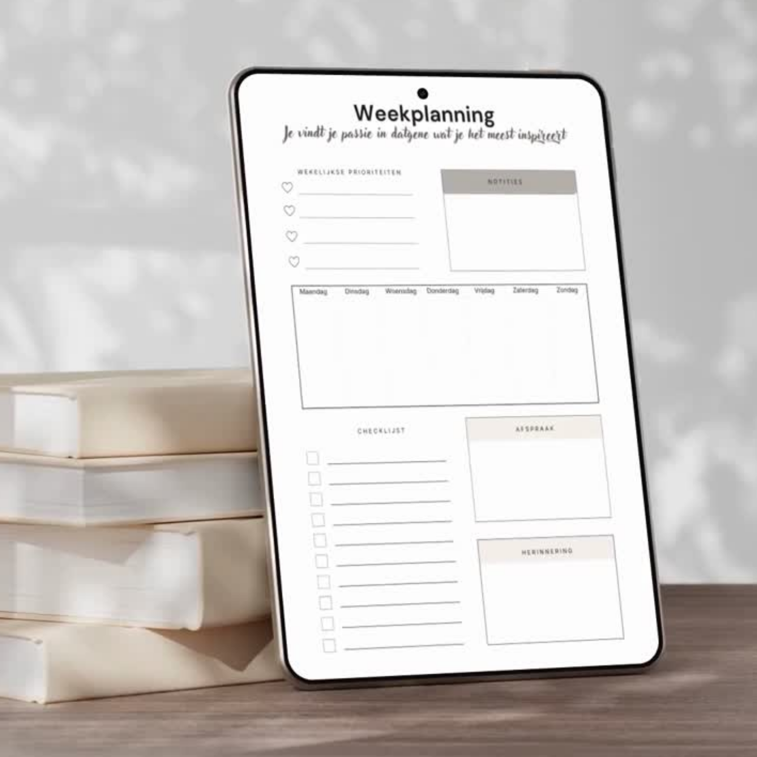 Printbare Planner Bundel Voor Kleine Ondernemers · 6 Printbare Werkbladen voor Doelen, Dankbaarheid, Planning & Budget (A4, PDF)