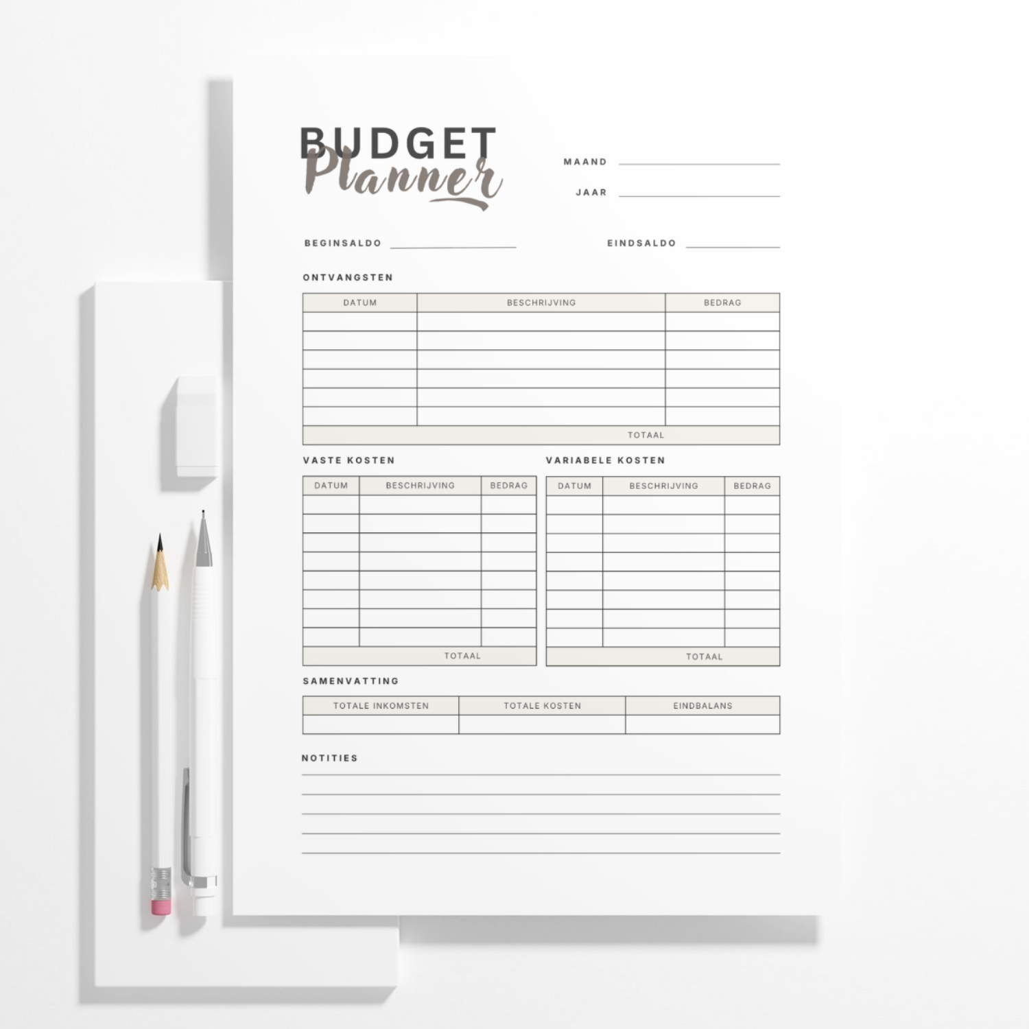 Printbare Planner Bundel Voor Kleine Ondernemers · 6 Printbare Werkbladen voor Doelen, Dankbaarheid, Planning & Budget (A4, PDF)