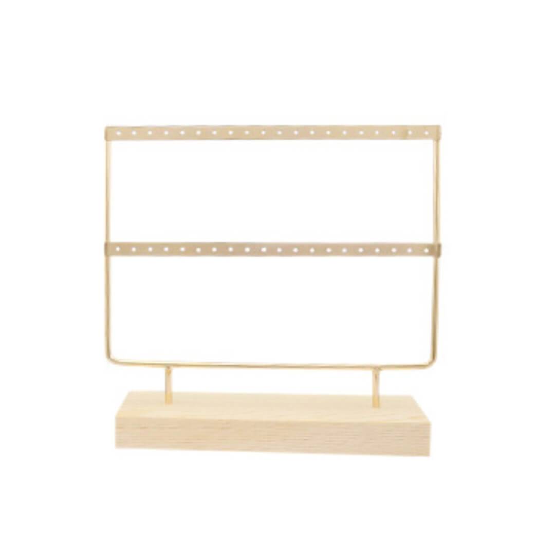 Sieraden display voor oorbellen - twee rijen - goud