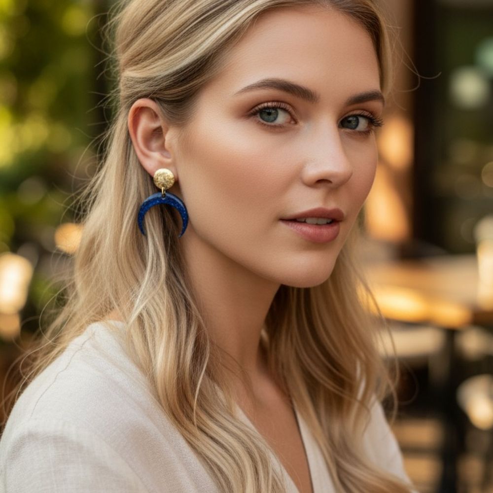 Claire - STARDUST Statement Blauw/Goud - Keelin Design