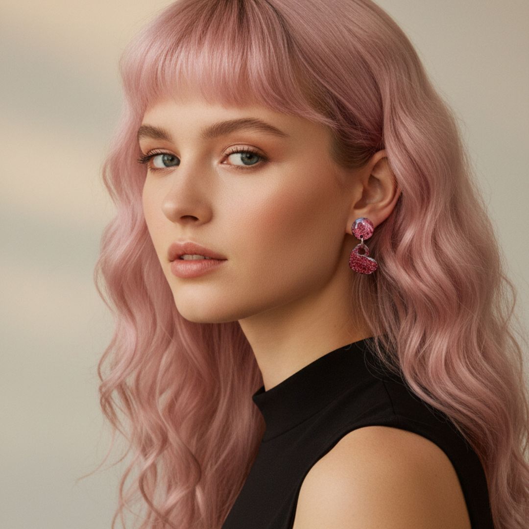 Cora – Mini Hartjes Oorstekers in Koraal Glitter - Keelin Design