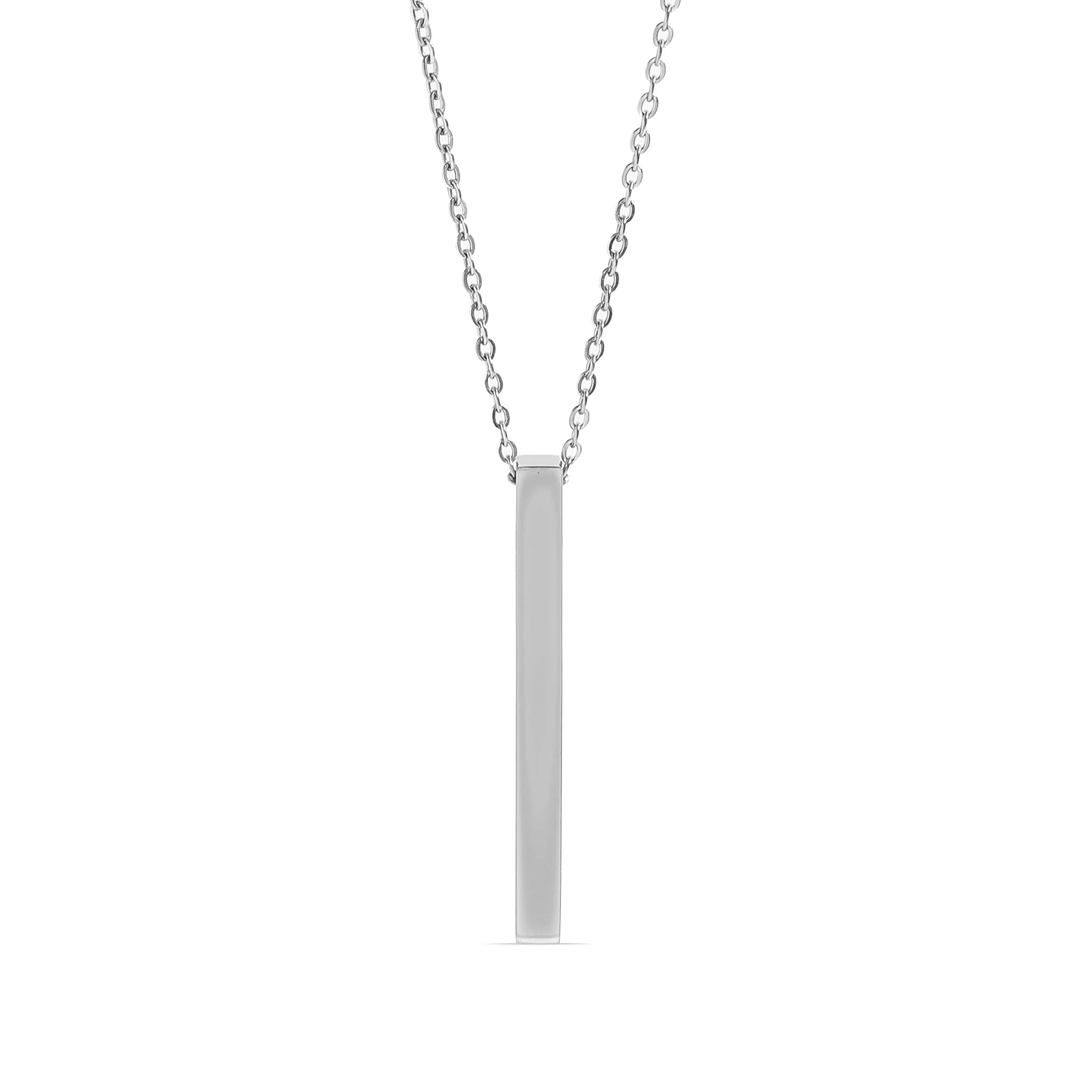 Gepersonaliseerde ketting met verticale bar hanger (4 - zijdig) - Keelin Design