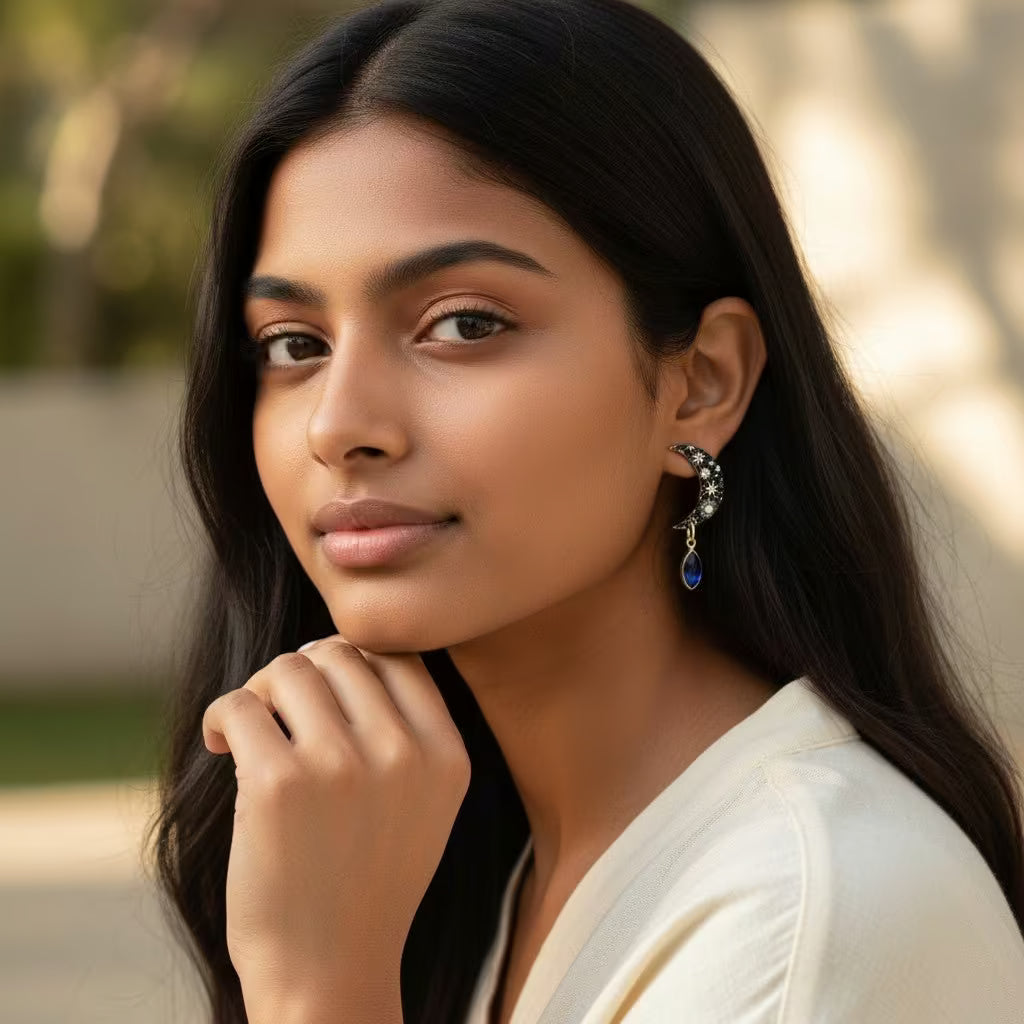 Selene · Statement Maan Oorbellen · Glashanger - Keelin Design