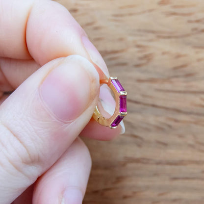 18K Gold Filled hoop oorbellen met gekleurde stenen - Oorbellen - Keelin Design
