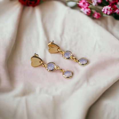 Alexia - Fijne 18K Gold Filled oorbellen in prachtig stralende kleuren met hartjes oorstekers - Oorbellen - Keelin Design
