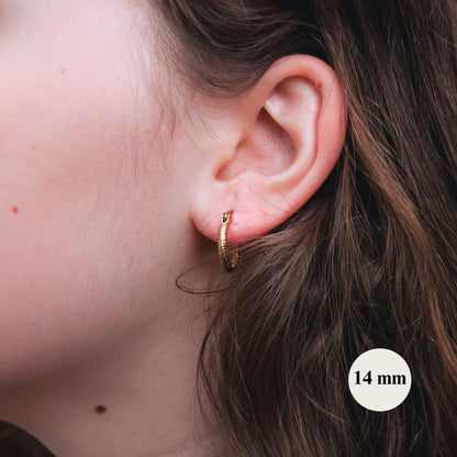 Hoop oorbellen 14mm (gestructureerd) - Style Fusion (kies en stel jouw eigen juweel samen) - Oorbellen - Keelin Design