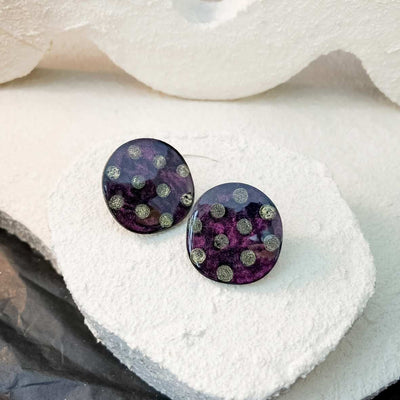 Keelin Design, Handgemaakte Oorbellen · Ivy · Statement Oorstekers · Paars Dots