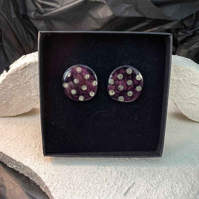 Keelin Design, Handgemaakte Oorbellen · Ivy · Statement Oorstekers · Paars Dots (in doosje)