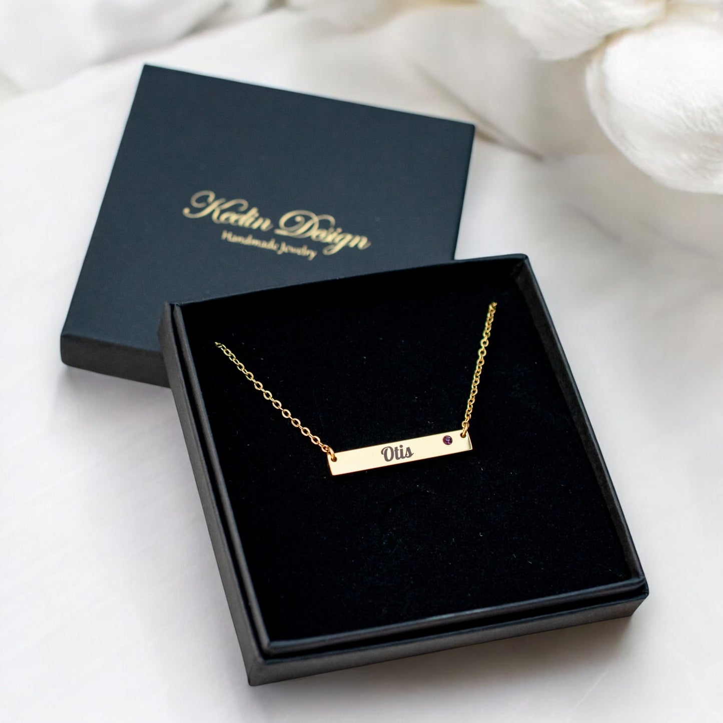Gepersonaliseerd Juweel: Bar Ketting met Geboortesteen