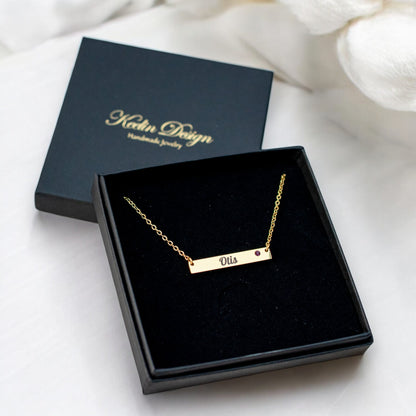 Gepersonaliseerd Juweel: Bar Ketting met Geboortesteen