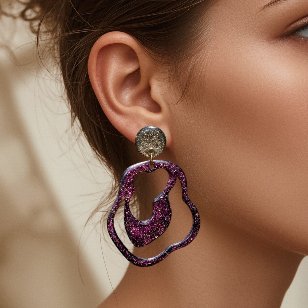 Keelin Design, Handmade Jewelry - Améline Statement Oorbellen (Burgundy)