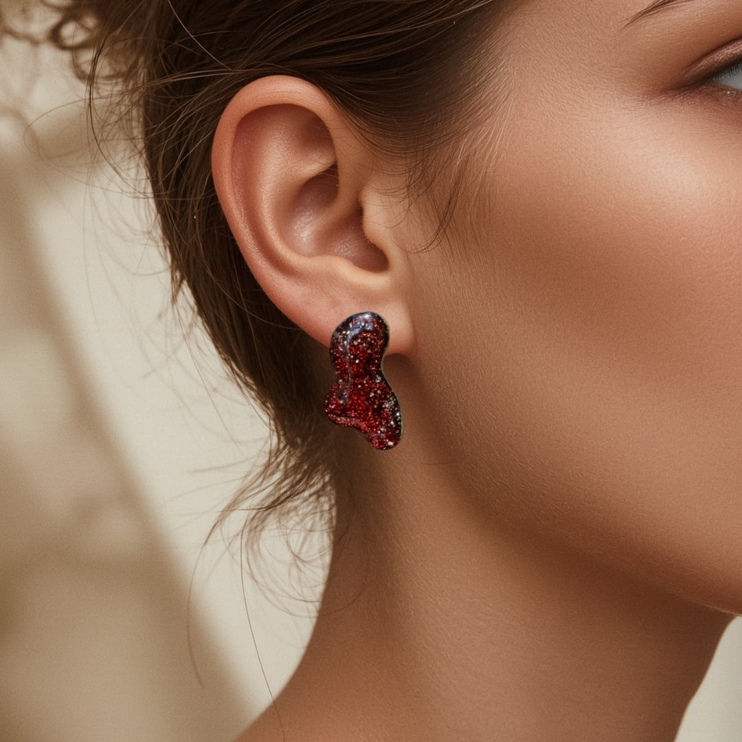 Keelin Design, Handmade Jewelry - Meau Statement Oorstekers - Midi (Rood)