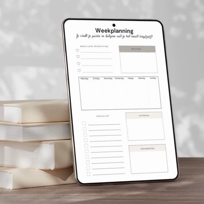 Printbare Planner Bundel Voor Kleine Ondernemers · 6 Printbare Werkbladen voor Doelen, Dankbaarheid, Planning & Budget (A4, PDF)