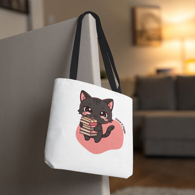 Paws and Pages - Cute Kawaii Katje Illustratie voor T‑shirts, Tassen & Cricut